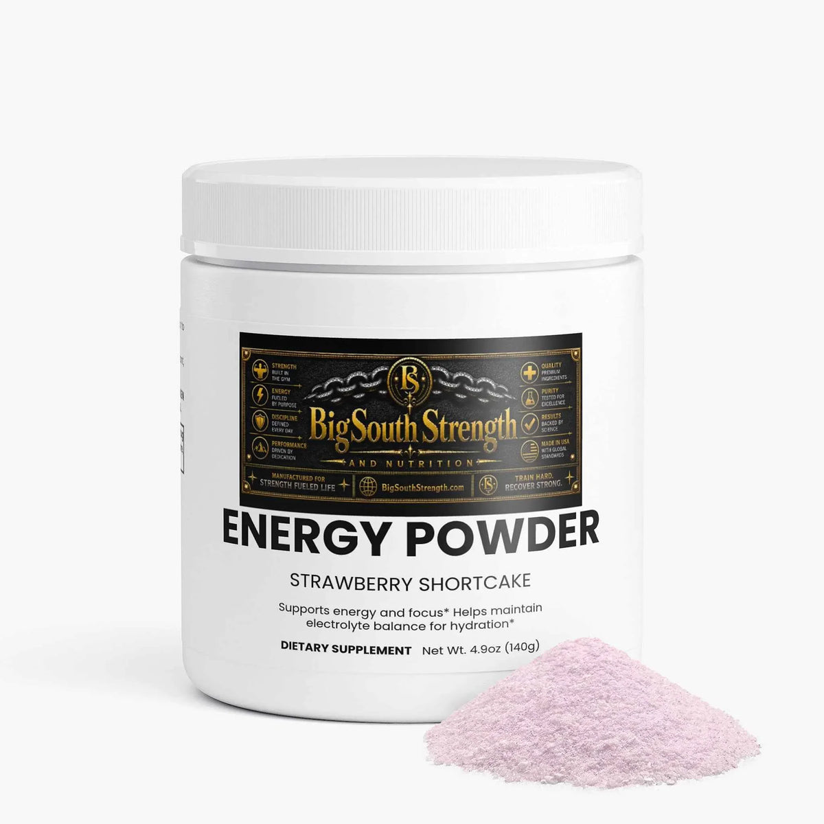 BigSouthStrength Pre-Workout Powder Strawberry Shortcake - focused energy supplement for workouts.