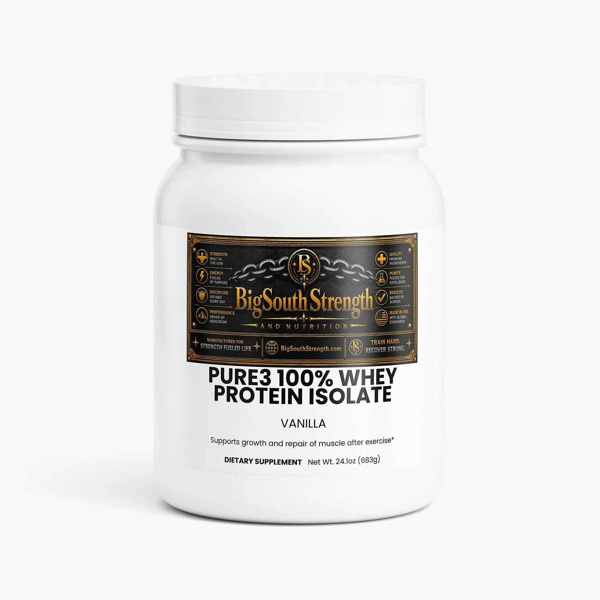 Unlock Your Potential with BigSouthStrength Pure3 100% Whey Protein Isolate – Vanilla: The Best Whey Protein Isolate for Muscle Recovery