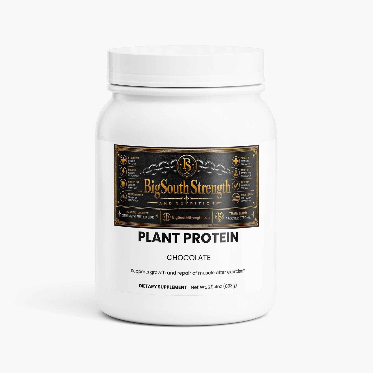 Vegan Protein Powder Chocolate - BigSouthStrength Plant-Based Protein for Lean Muscle Recovery