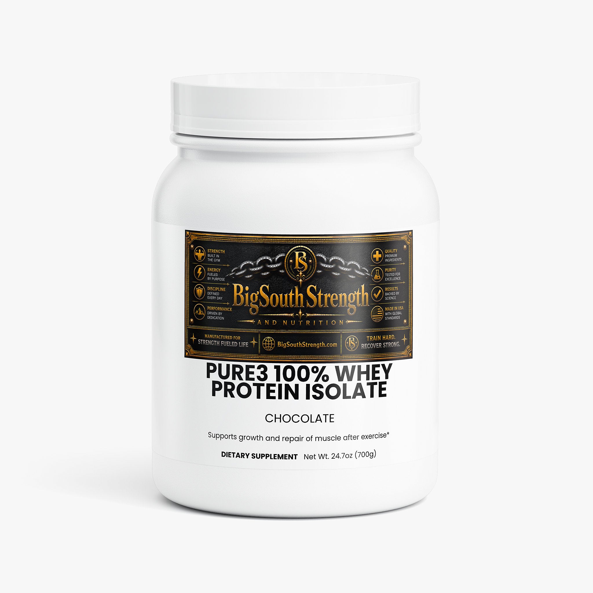 BigSouthStrength Pure3 100% Whey Protein Isolate – Chocolate – Clean Lean Muscle