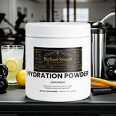 Lemonade Hydration Powder for muscle function & endurance, gym-ready with shaker & kettlebells