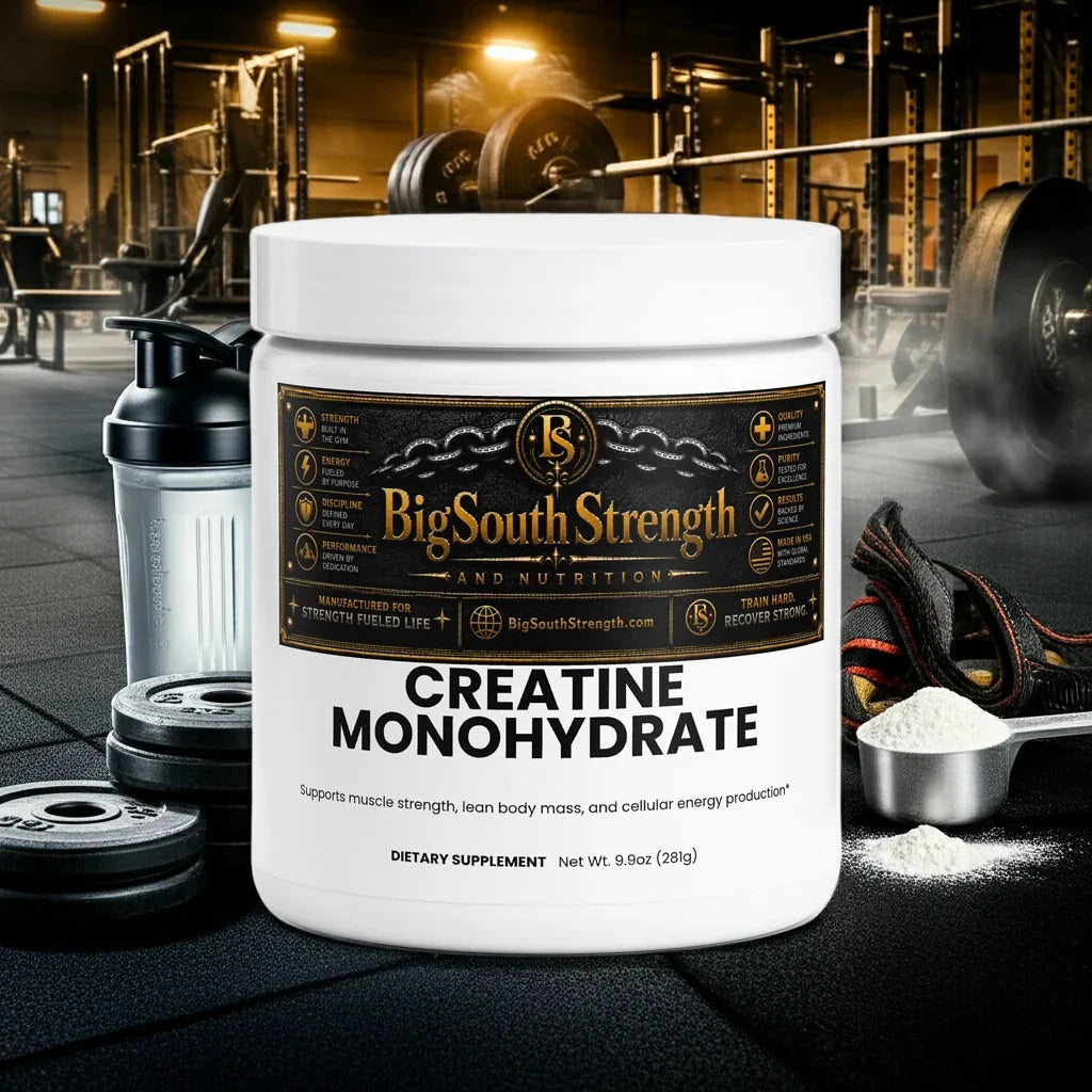 Creatine Monohydrate supplement for muscle strength and energy in gym setting