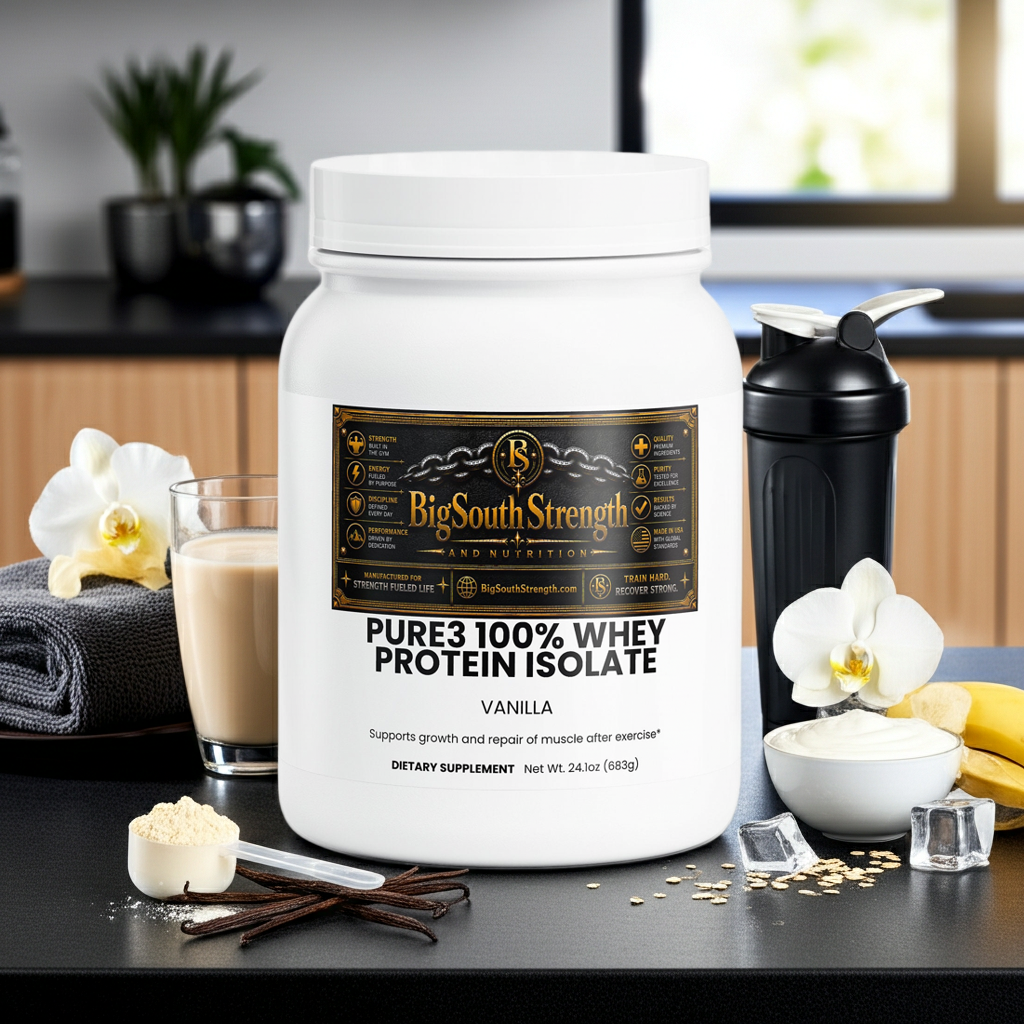 BigSouthStrength Pure3 100% Whey Protein Isolate – Vanilla – Clean Lean Muscle
