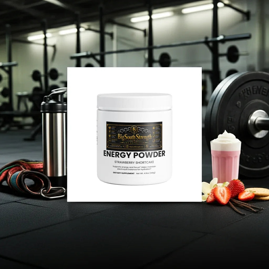 BigSouthStrength Pre-Workout Powder Strawberry Shortcake - focused energy supplement for workouts.