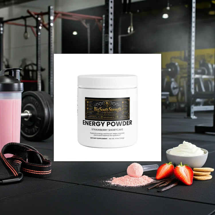 BigSouthStrength Pre-Workout Powder Strawberry Shortcake - focused energy supplement for workouts.