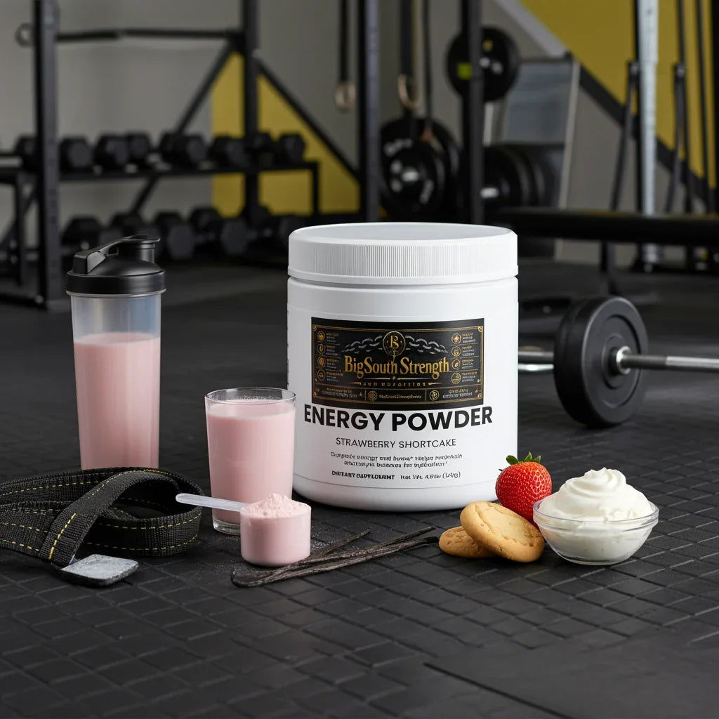 BigSouthStrength Pre-Workout Powder Strawberry Shortcake - focused energy supplement for workouts.