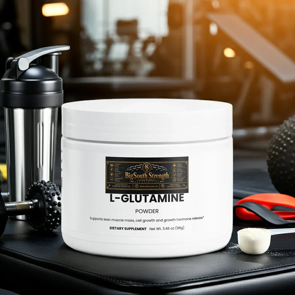 L-Glutamine Powder for muscle growth and recovery, gym fitness supplement with shaker and scoop